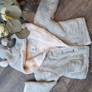 Baby GAP Cream Knit Jacket with Ears Bear 12-18 Months Coat